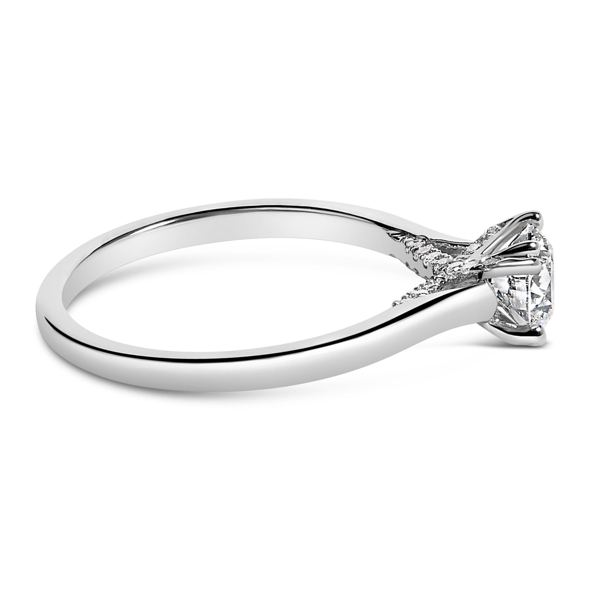 14K White Gold 7/8 Cttw Lab Grown Diamond Solitaire Cathedral Style Engagement Ring (F-G Color, VS1-VS2 Clarity) - Size 5 Bids.com