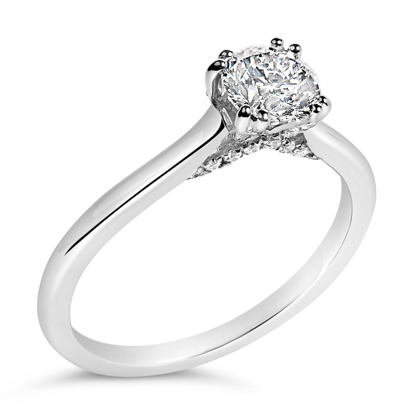14K White Gold 7/8 Cttw Lab Grown Diamond Solitaire Cathedral Style Engagement Ring (F-G Color, VS1-VS2 Clarity) - Size 5 Bids.com