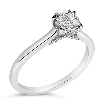 14K White Gold 7/8 Cttw Lab Grown Diamond Solitaire Cathedral Style Engagement Ring (F-G Color, VS1-VS2 Clarity) - Size 5 Bids.com