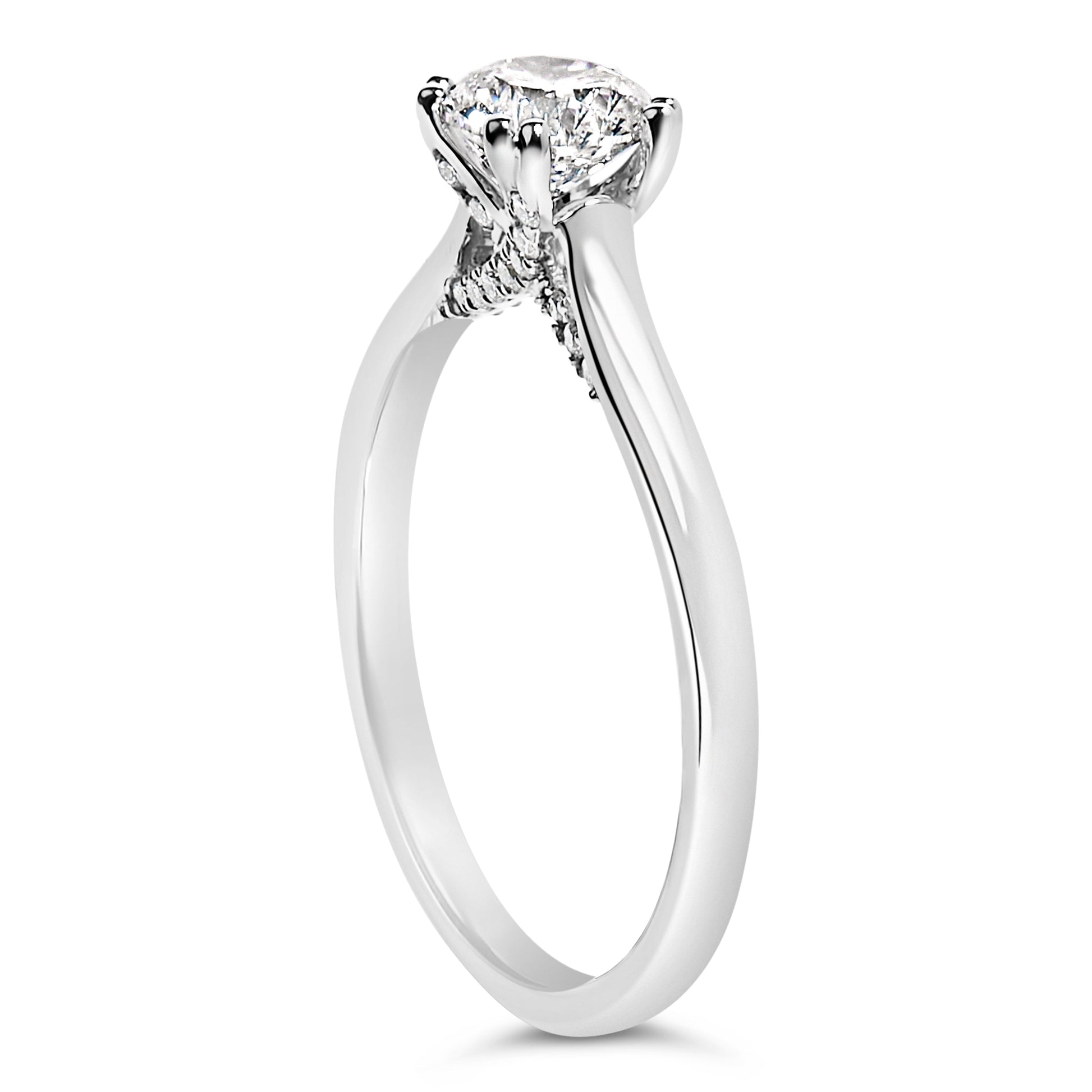 14K White Gold 7/8 Cttw Lab Grown Diamond Solitaire Cathedral Style Engagement Ring (F-G Color, VS1-VS2 Clarity) - Size 5 Bids.com