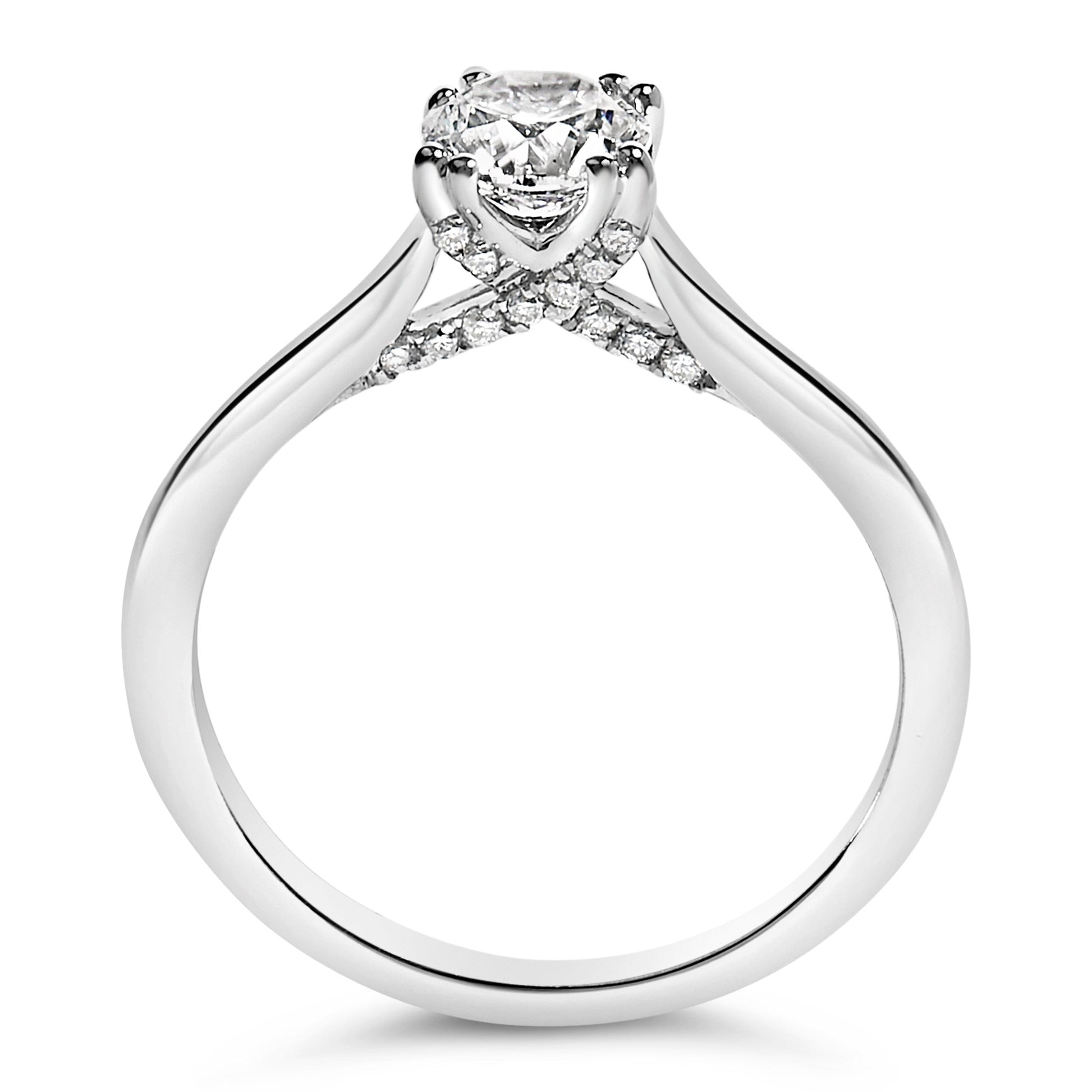 14K White Gold 7/8 Cttw Lab Grown Diamond Solitaire Cathedral Style Engagement Ring (F-G Color, VS1-VS2 Clarity) - Size 5 Bids.com