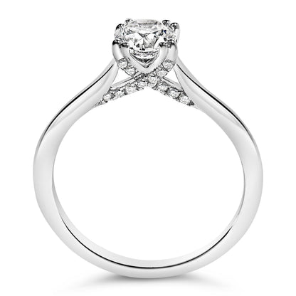 14K White Gold 7/8 Cttw Lab Grown Diamond Solitaire Cathedral Style Engagement Ring (F-G Color, VS1-VS2 Clarity) - Size 5 Bids.com