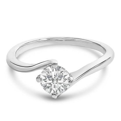 14K White Gold 4/5 Cttw Round Lab Grown Diamond Bypass Solitaire Engagement Ring (F-G Color, VS1-VS2 Clarity) - Ring Size 5 Bids.com