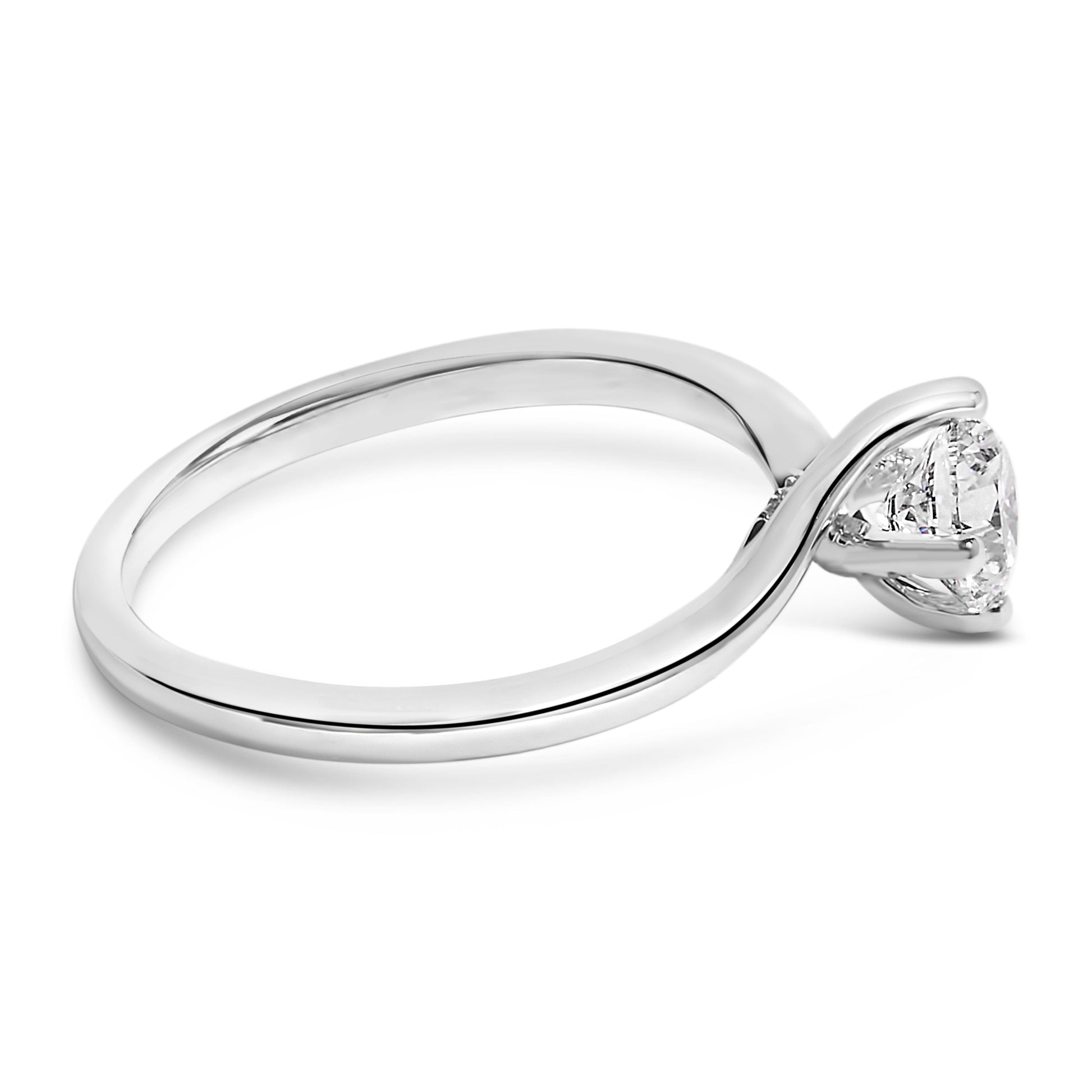 14K White Gold 4/5 Cttw Round Lab Grown Diamond Bypass Solitaire Engagement Ring (F-G Color, VS1-VS2 Clarity) - Ring Size 5 Bids.com