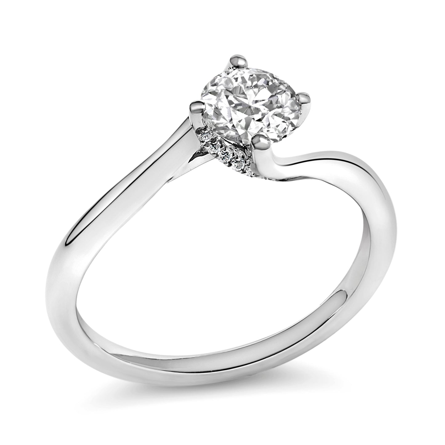 14K White Gold 4/5 Cttw Round Lab Grown Diamond Bypass Solitaire Engagement Ring (F-G Color, VS1-VS2 Clarity) - Ring Size 5 Bids.com
