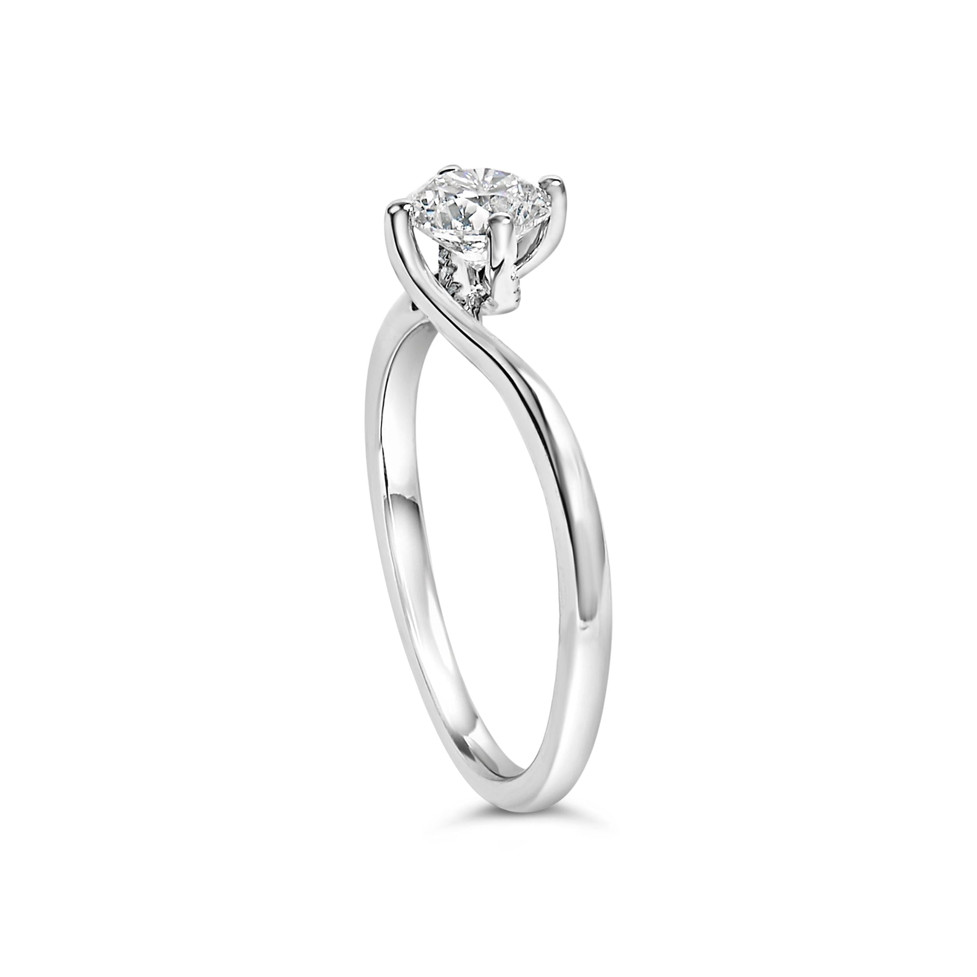 14K White Gold 4/5 Cttw Round Lab Grown Diamond Bypass Solitaire Engagement Ring (F-G Color, VS1-VS2 Clarity) - Ring Size 5 Bids.com