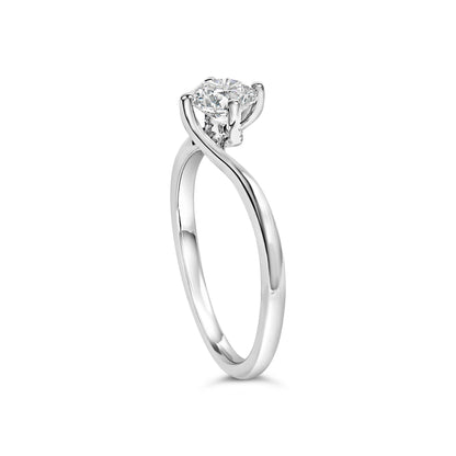 14K White Gold 4/5 Cttw Round Lab Grown Diamond Bypass Solitaire Engagement Ring (F-G Color, VS1-VS2 Clarity) - Ring Size 5 Bids.com