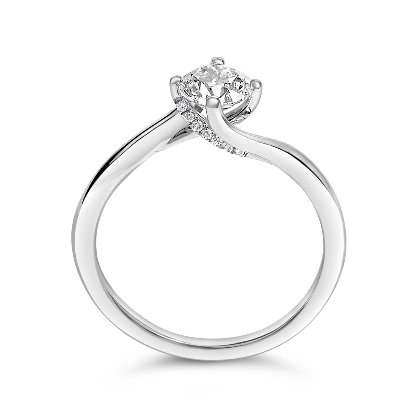 14K White Gold 4/5 Cttw Round Lab Grown Diamond Bypass Solitaire Engagement Ring (F-G Color, VS1-VS2 Clarity) - Ring Size 5 Bids.com