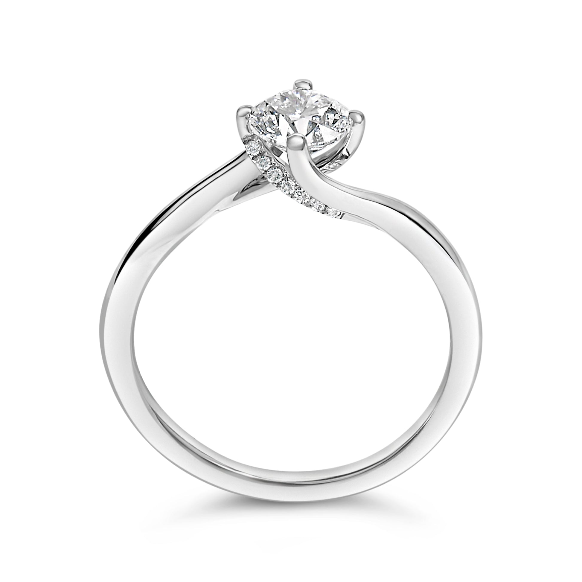 14K White Gold 4/5 Cttw Round Lab Grown Diamond Bypass Solitaire Engagement Ring (F-G Color, VS1-VS2 Clarity) - Ring Size 5 Bids.com