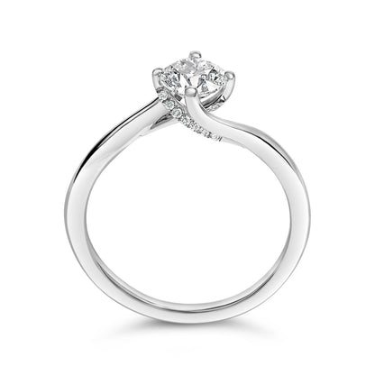 14K White Gold 4/5 Cttw Round Lab Grown Diamond Bypass Solitaire Engagement Ring (F-G Color, VS1-VS2 Clarity) - Ring Size 5 Bids.com