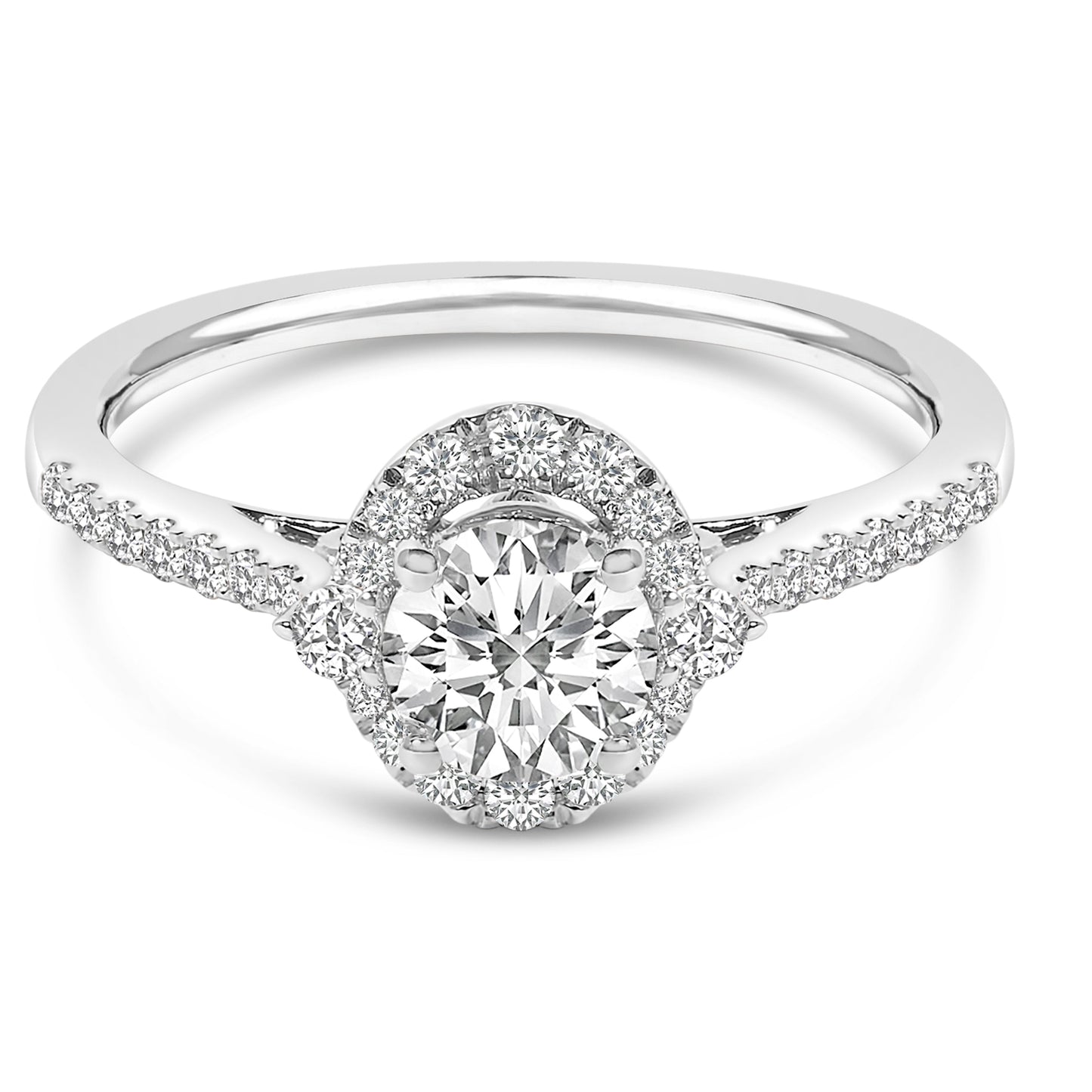 14K White Gold 1.00 Cttw Lab-Grown Diamond Oval Shaped Halo Engagement Ring (F-G Color, VS1-VS2 Clarity) - Ring Size 7 Bids.com