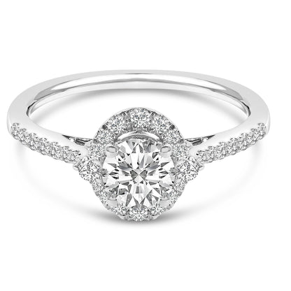 14K White Gold 1.00 Cttw Lab-Grown Diamond Oval Shaped Halo Engagement Ring (F-G Color, VS1-VS2 Clarity) - Ring Size 7 Bids.com