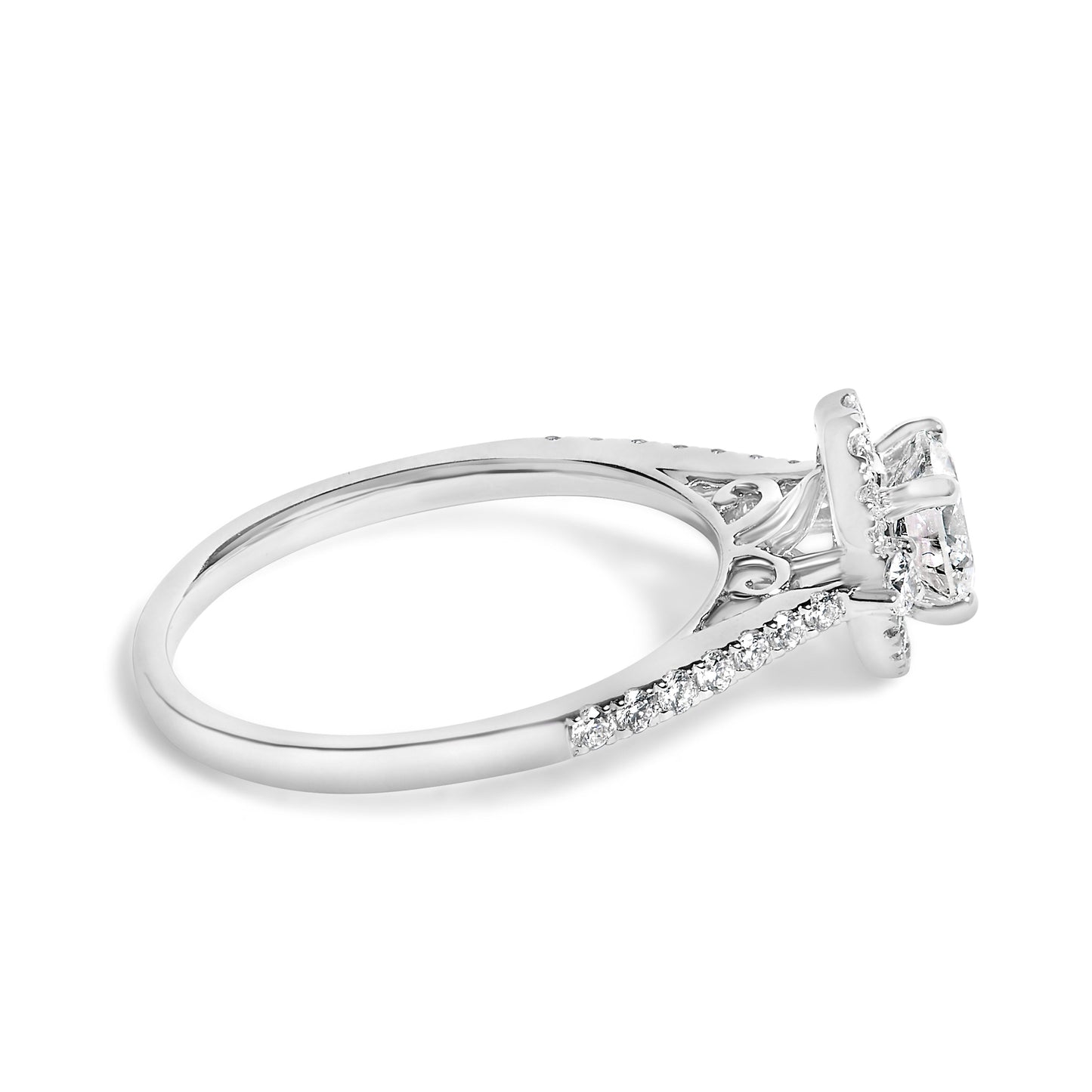 14K White Gold 1.00 Cttw Lab-Grown Diamond Oval Shaped Halo Engagement Ring (F-G Color, VS1-VS2 Clarity) - Ring Size 7 Bids.com