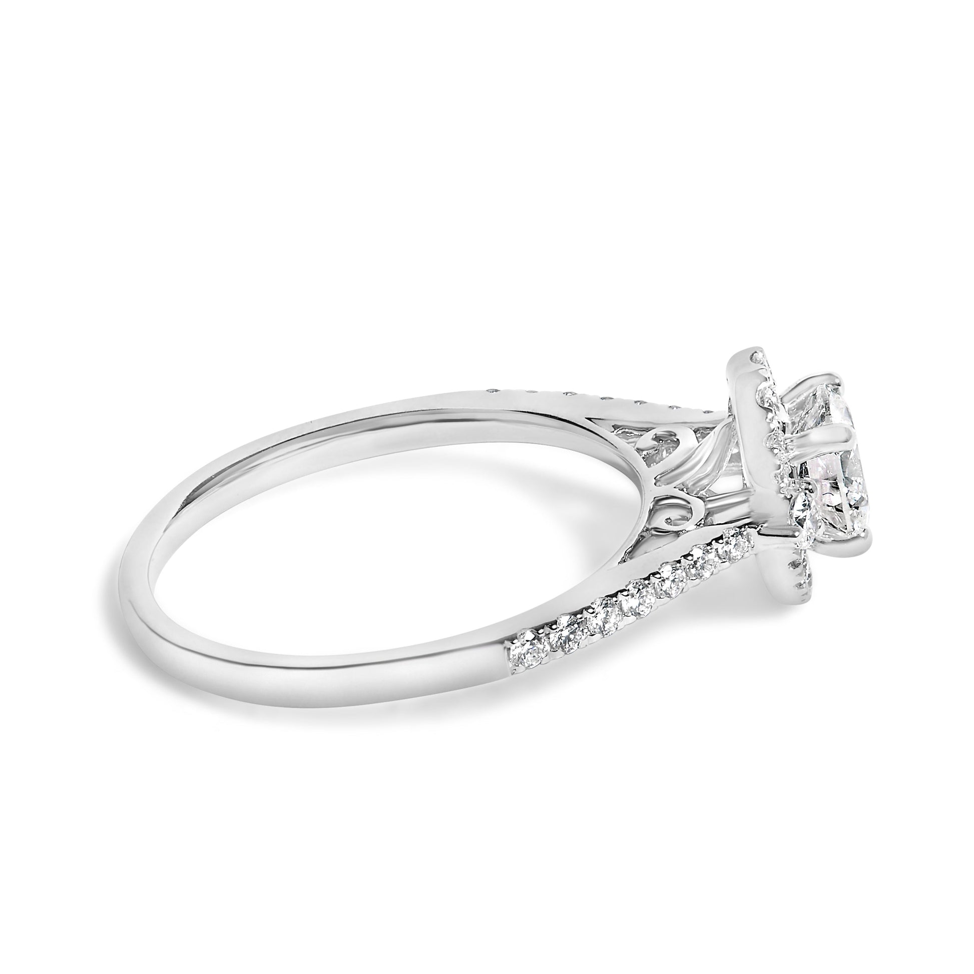 14K White Gold 1.00 Cttw Lab-Grown Diamond Oval Shaped Halo Engagement Ring (F-G Color, VS1-VS2 Clarity) - Ring Size 7 Bids.com