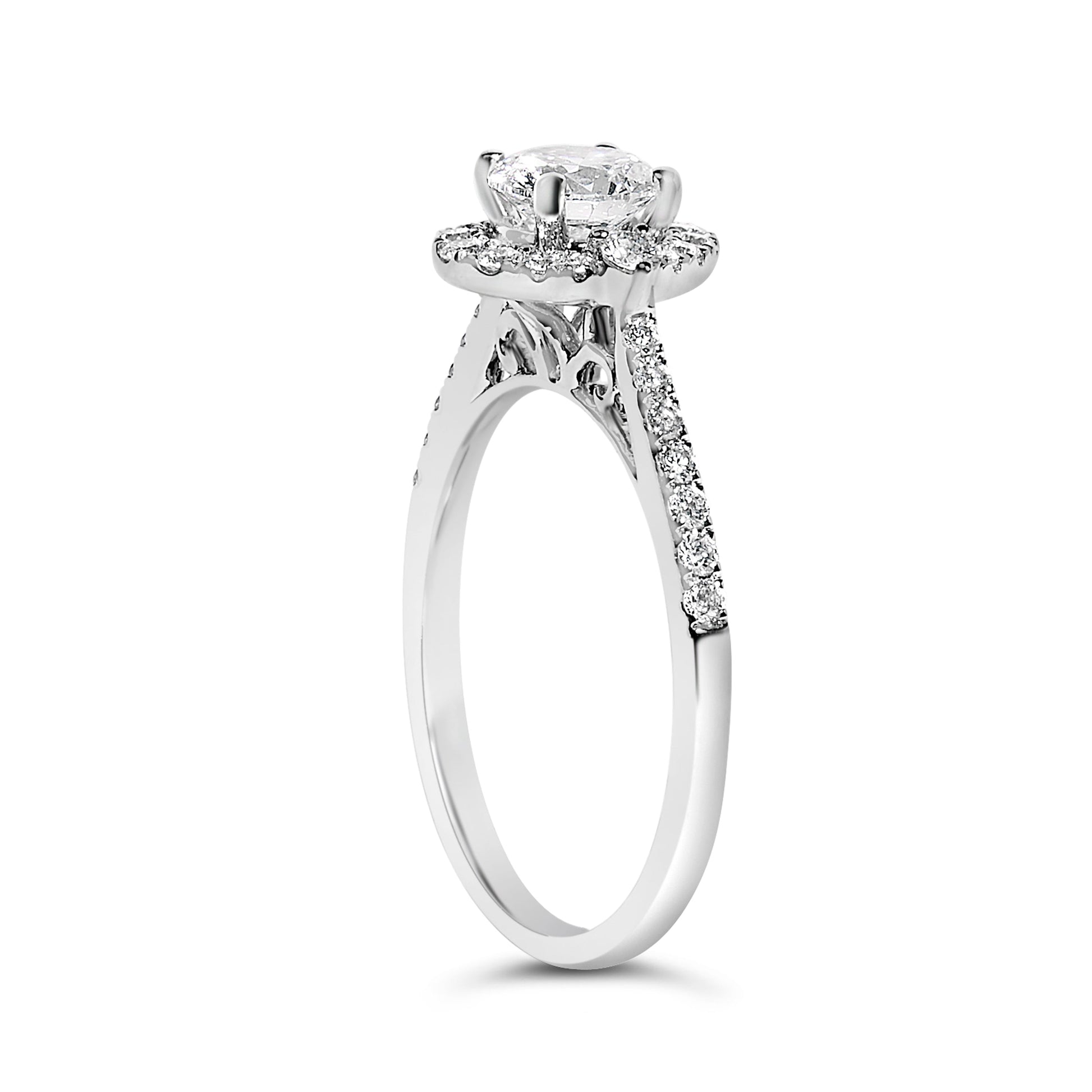 14K White Gold 1.00 Cttw Lab-Grown Diamond Oval Shaped Halo Engagement Ring (F-G Color, VS1-VS2 Clarity) - Ring Size 7 Bids.com