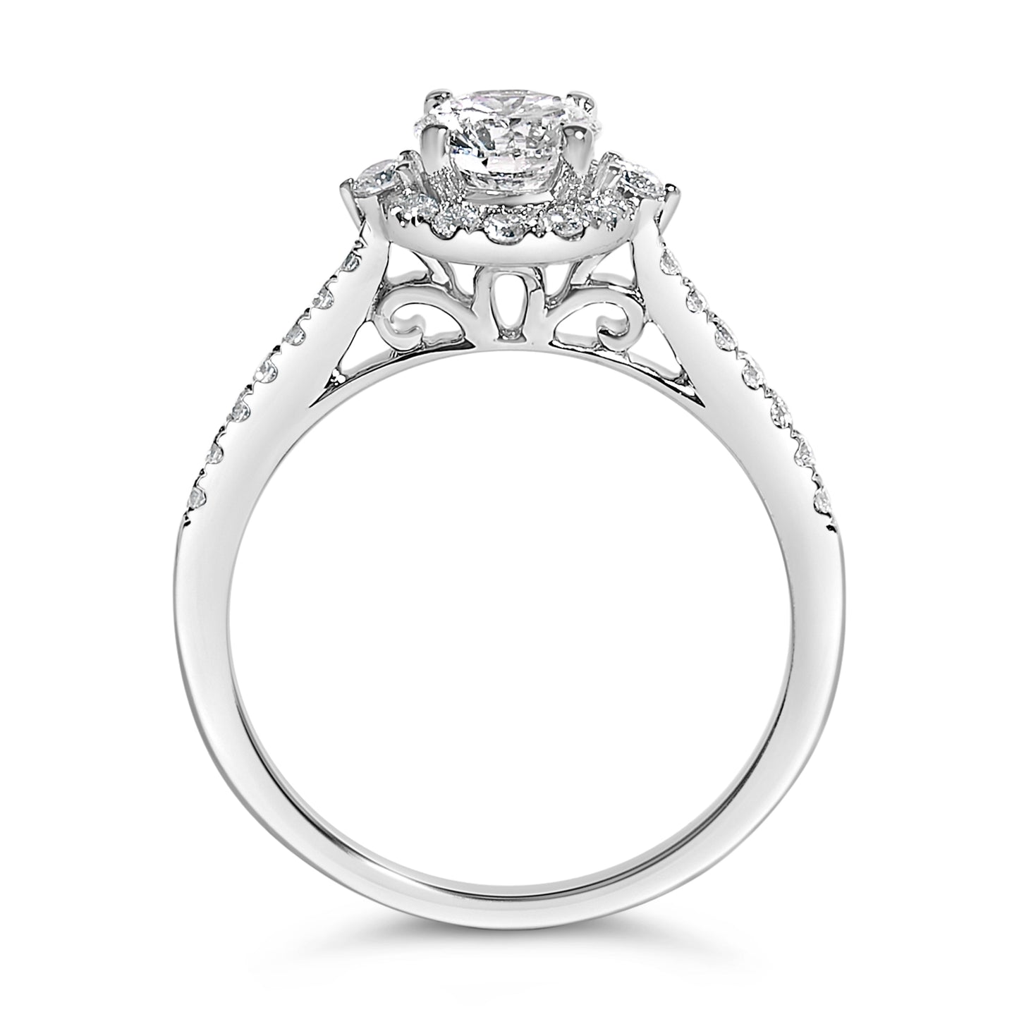 14K White Gold 1.00 Cttw Lab-Grown Diamond Oval Shaped Halo Engagement Ring (F-G Color, VS1-VS2 Clarity) - Ring Size 7 Bids.com