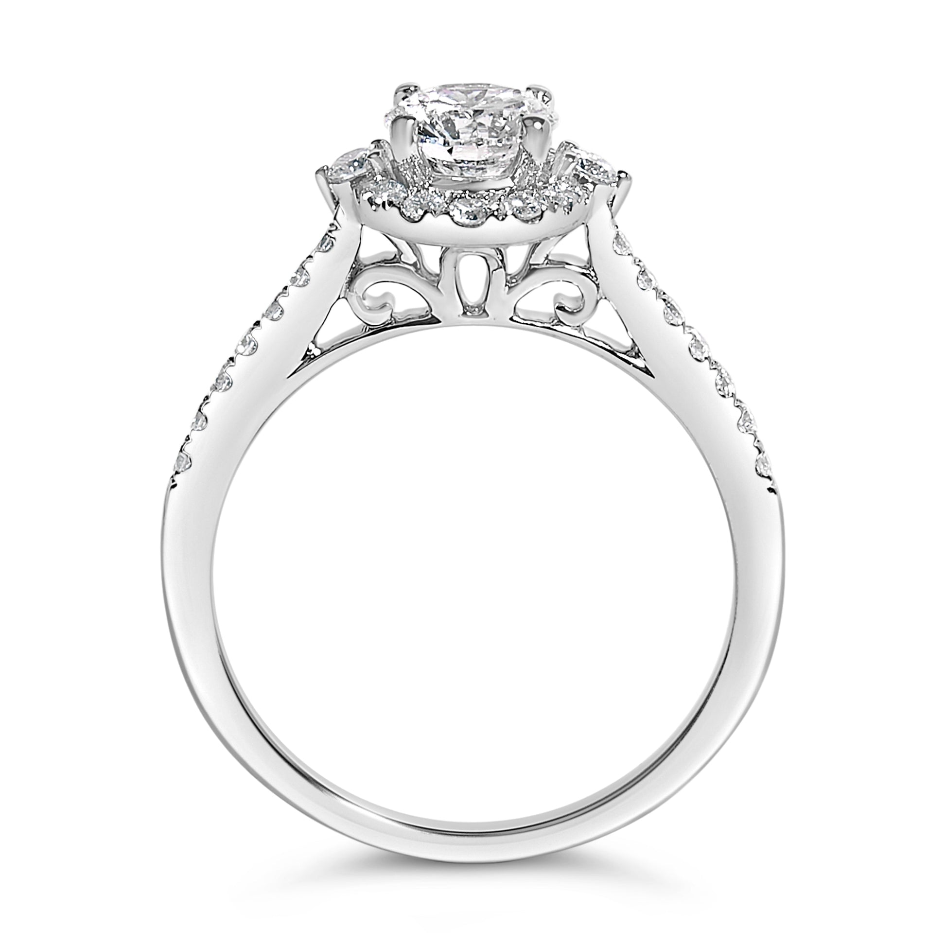14K White Gold 1.00 Cttw Lab-Grown Diamond Oval Shaped Halo Engagement Ring (F-G Color, VS1-VS2 Clarity) - Ring Size 7 Bids.com