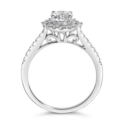 14K White Gold 1.00 Cttw Lab-Grown Diamond Oval Shaped Halo Engagement Ring (F-G Color, VS1-VS2 Clarity) - Ring Size 7 Bids.com