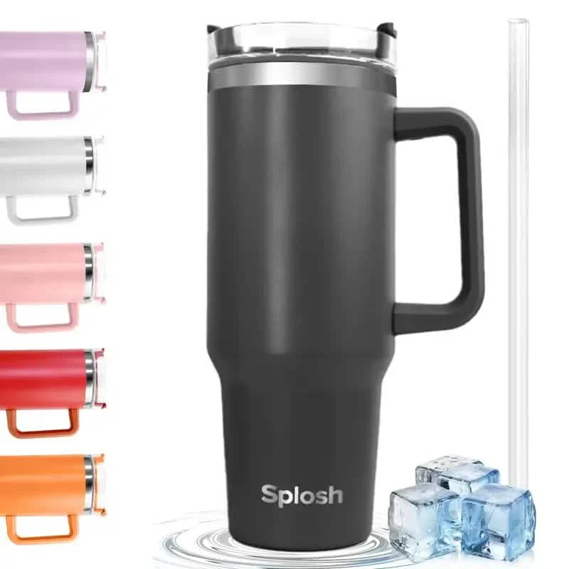 40 Oz Insulated Coffee Tumbler with Handle and Straw DailySale