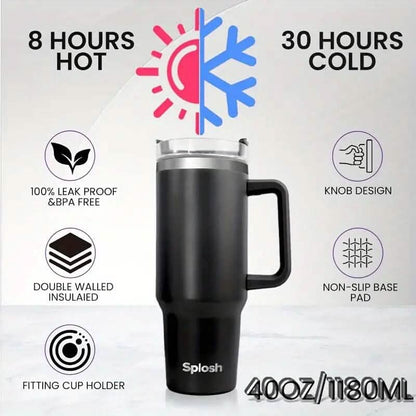 40 Oz Insulated Coffee Tumbler with Handle and Straw DailySale