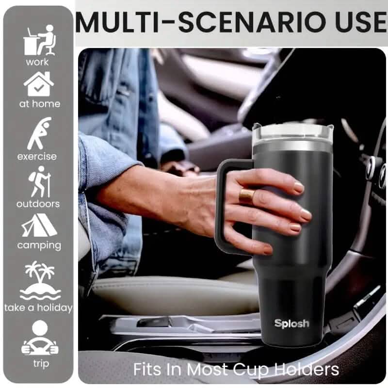 40 Oz Insulated Coffee Tumbler with Handle and Straw DailySale