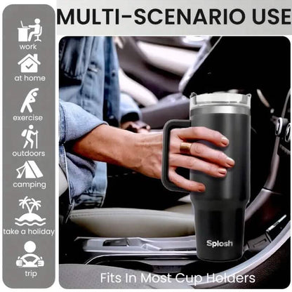 40 Oz Insulated Coffee Tumbler with Handle and Straw DailySale
