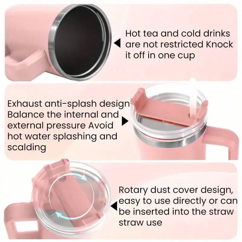 40 Oz Insulated Coffee Tumbler with Handle and Straw DailySale