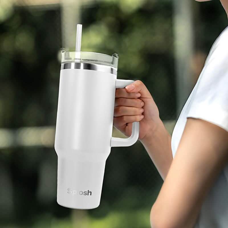 40 Oz Insulated Coffee Tumbler with Handle and Straw DailySale