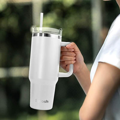 40 Oz Insulated Coffee Tumbler with Handle and Straw DailySale