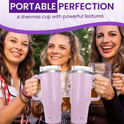 40 Oz Insulated Coffee Tumbler with Handle and Straw DailySale