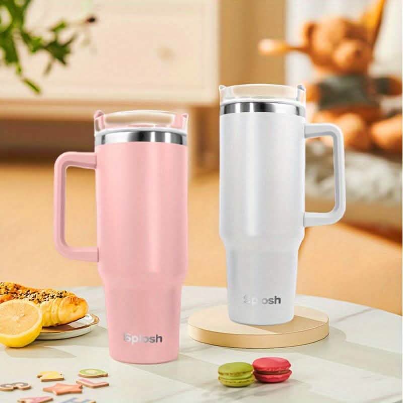 40 Oz Insulated Coffee Tumbler with Handle and Straw DailySale