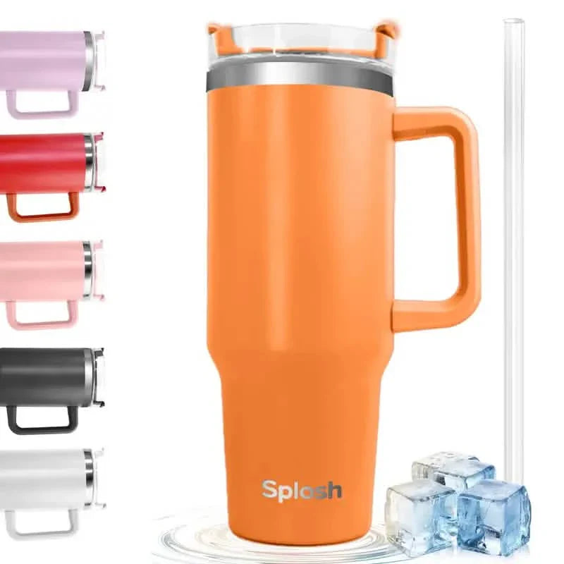 40 Oz Insulated Coffee Tumbler with Handle and Straw DailySale