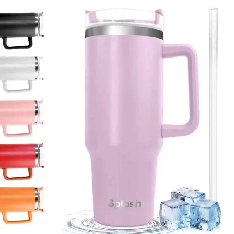 40 Oz Insulated Coffee Tumbler with Handle and Straw DailySale
