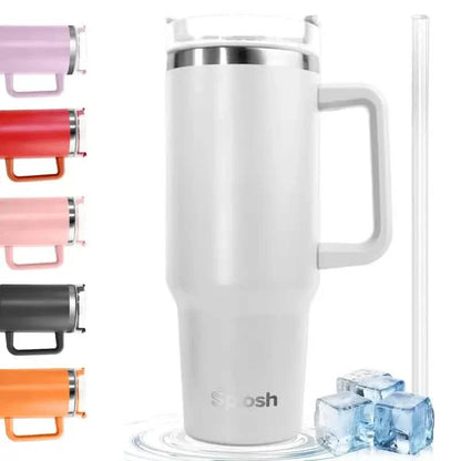 40 Oz Insulated Coffee Tumbler with Handle and Straw DailySale