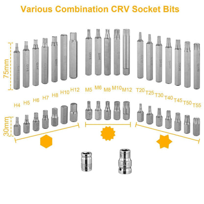 40-Pieces: Socket Bit Set Hex Torx Spine DailySale
