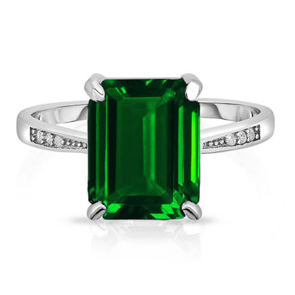 4.00 CTTW Genuine Emerald Sterling Silver Ring - Assorted Sizes DailySale