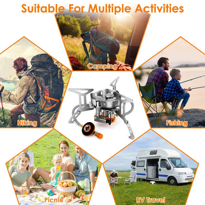 4000W Portable Camping Stove Foldable Powerful Gas Stove Backpacking Burner DailySale