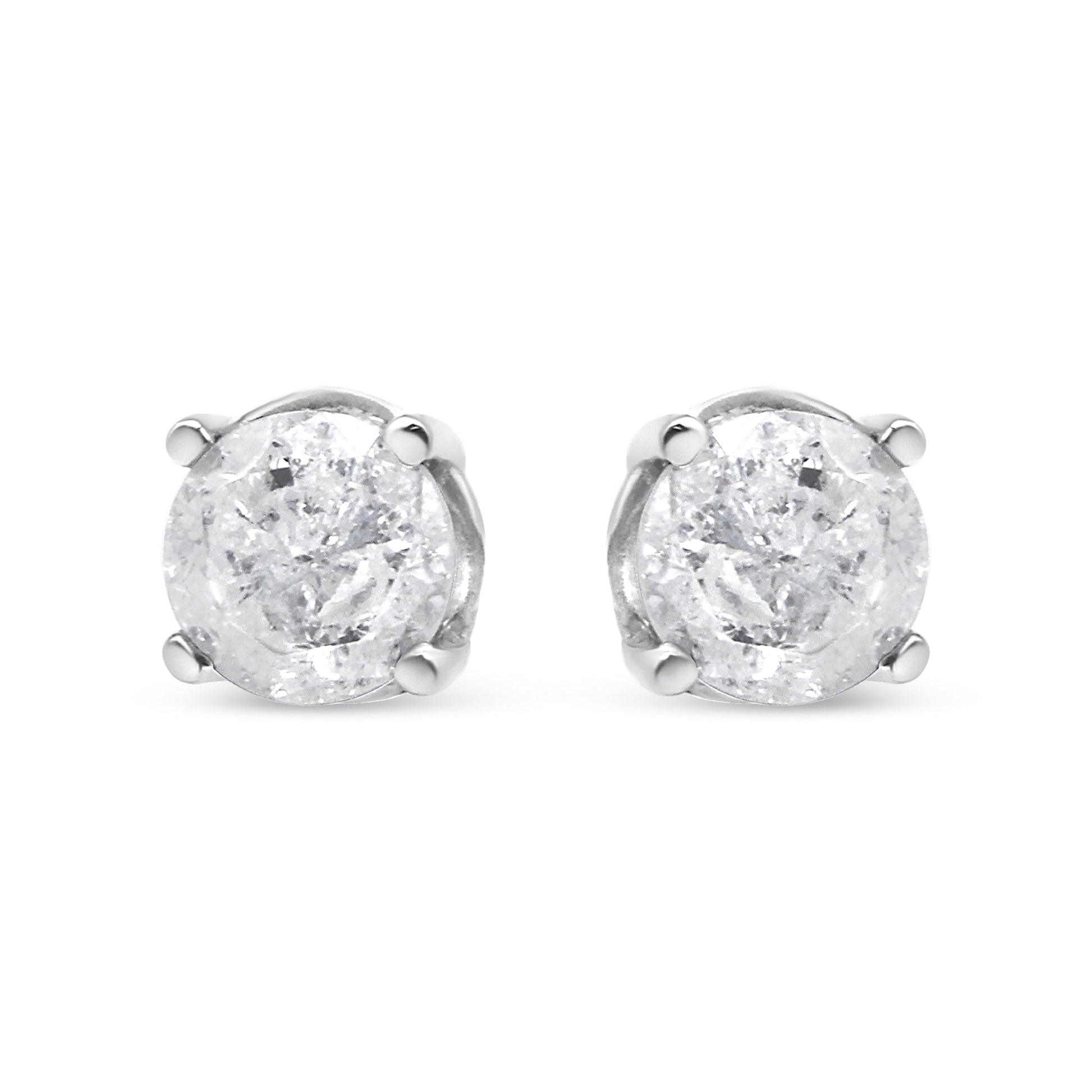 14K White Gold 3/4 Cttw Lab Grown Diamond 4-Prong Classic Stud Earrings (F-G Color, VS2-SI1 Clarity) Bids.com