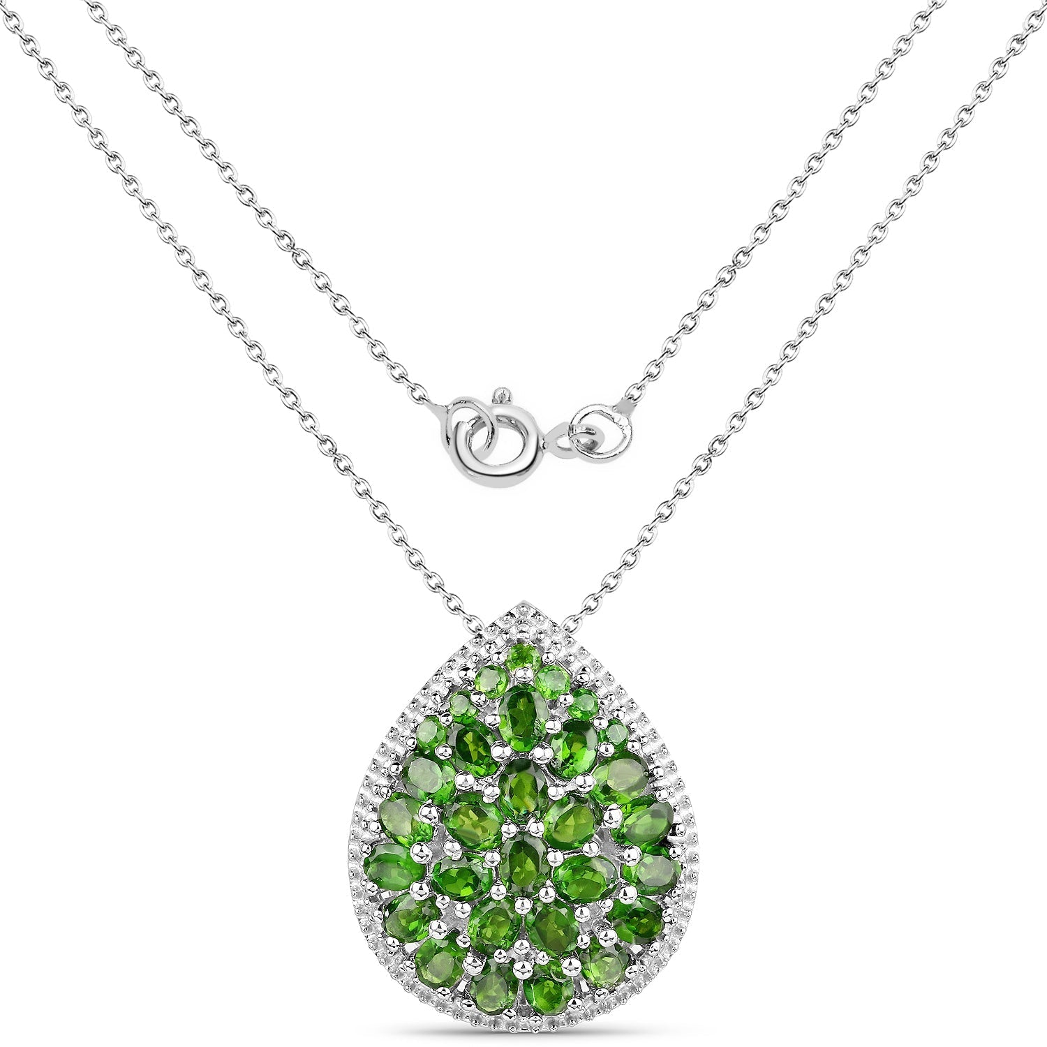 4.65 Carat Genuine Chrome Diopside .925 Sterling Silver Pendant Bids.com