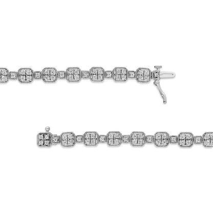 10K White Gold 2.0 Cttw Diamond Square Link Bracelet (J-K Color, I2-I3 Clarity) - Size 7.25" Bids.com
