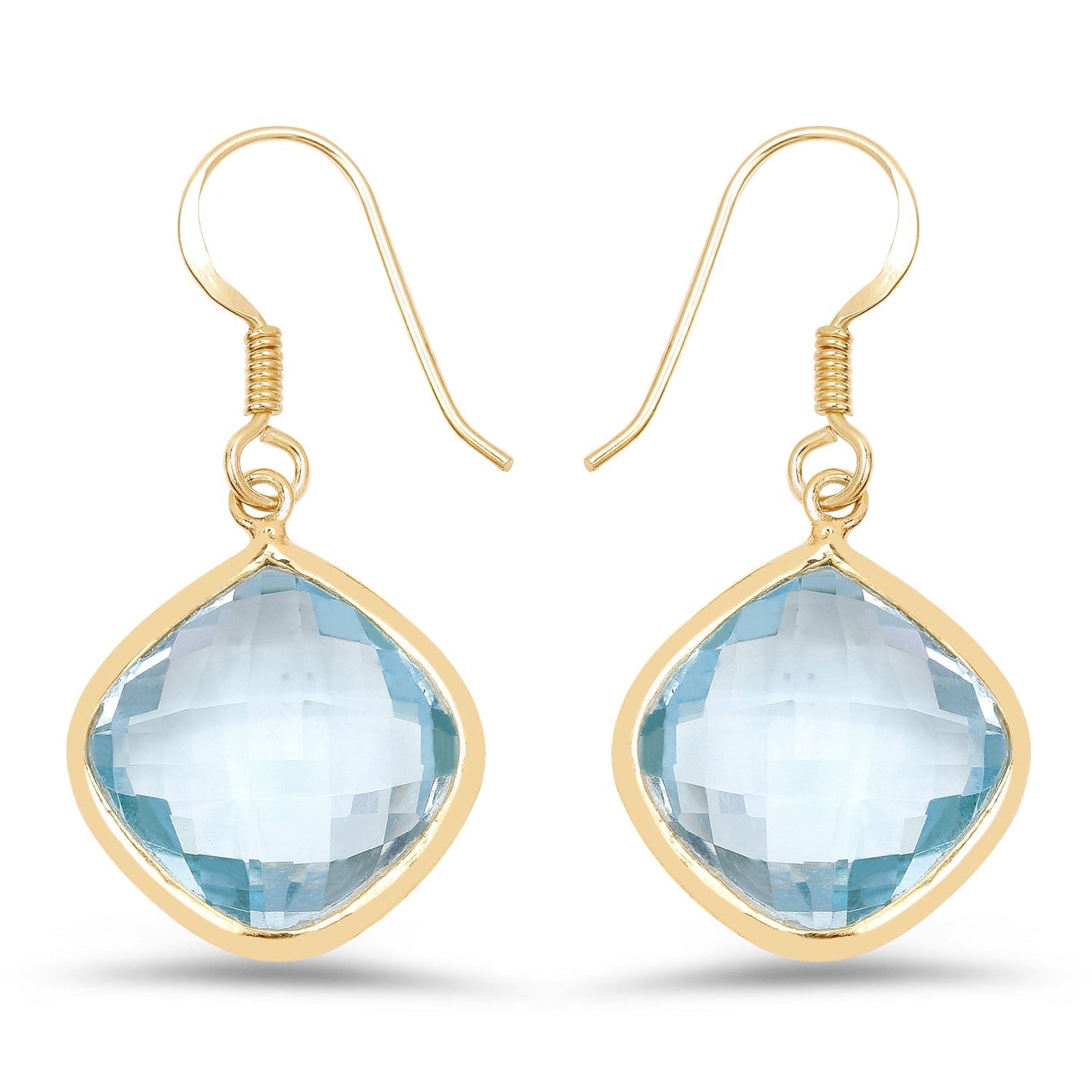14K Yellow Gold Plated 29.00 Carat Genuine Blue Topaz .925 Sterling Silver Earrings Bids.com