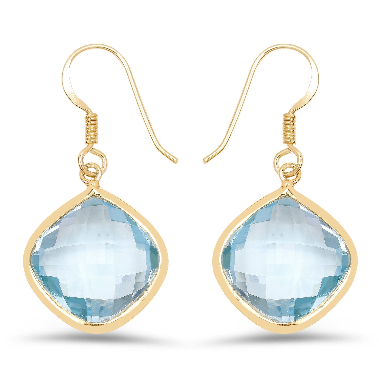 14K Yellow Gold Plated 29.00 Carat Genuine Blue Topaz .925 Sterling Silver Earrings Bids.com