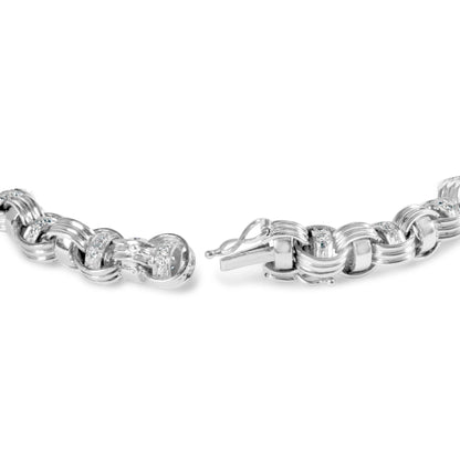 14K White Gold 1/2 Cttw Diamond Knotted Byzantine Link Bracelet (H-I Color, I2-I3 Clarity) - 7" Inches Bids.com