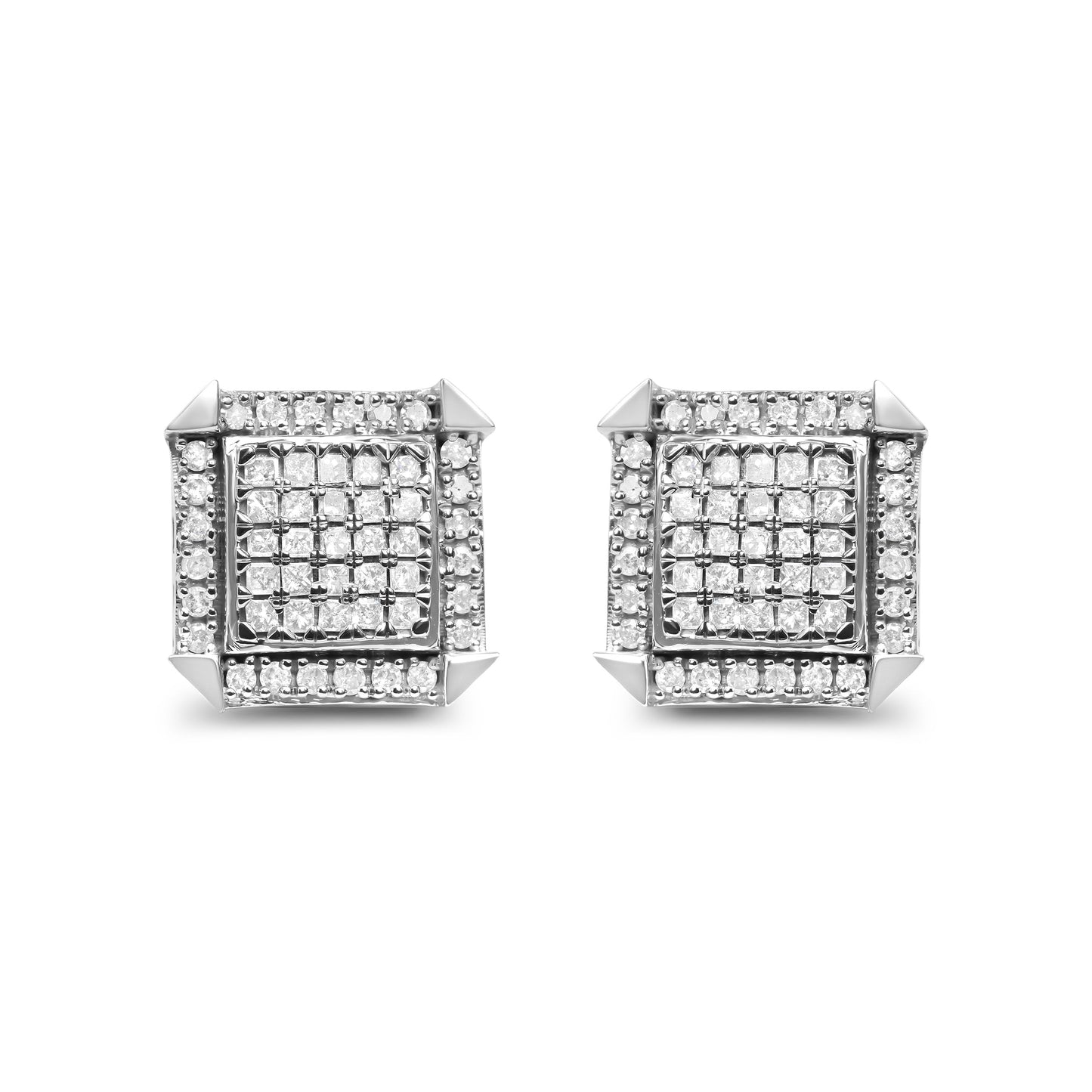 10K White Gold 1.0 Cttw Diamond  Composite with Halo Stud Earrings (H-I Color, I1-I2 Clarity) Bids.com