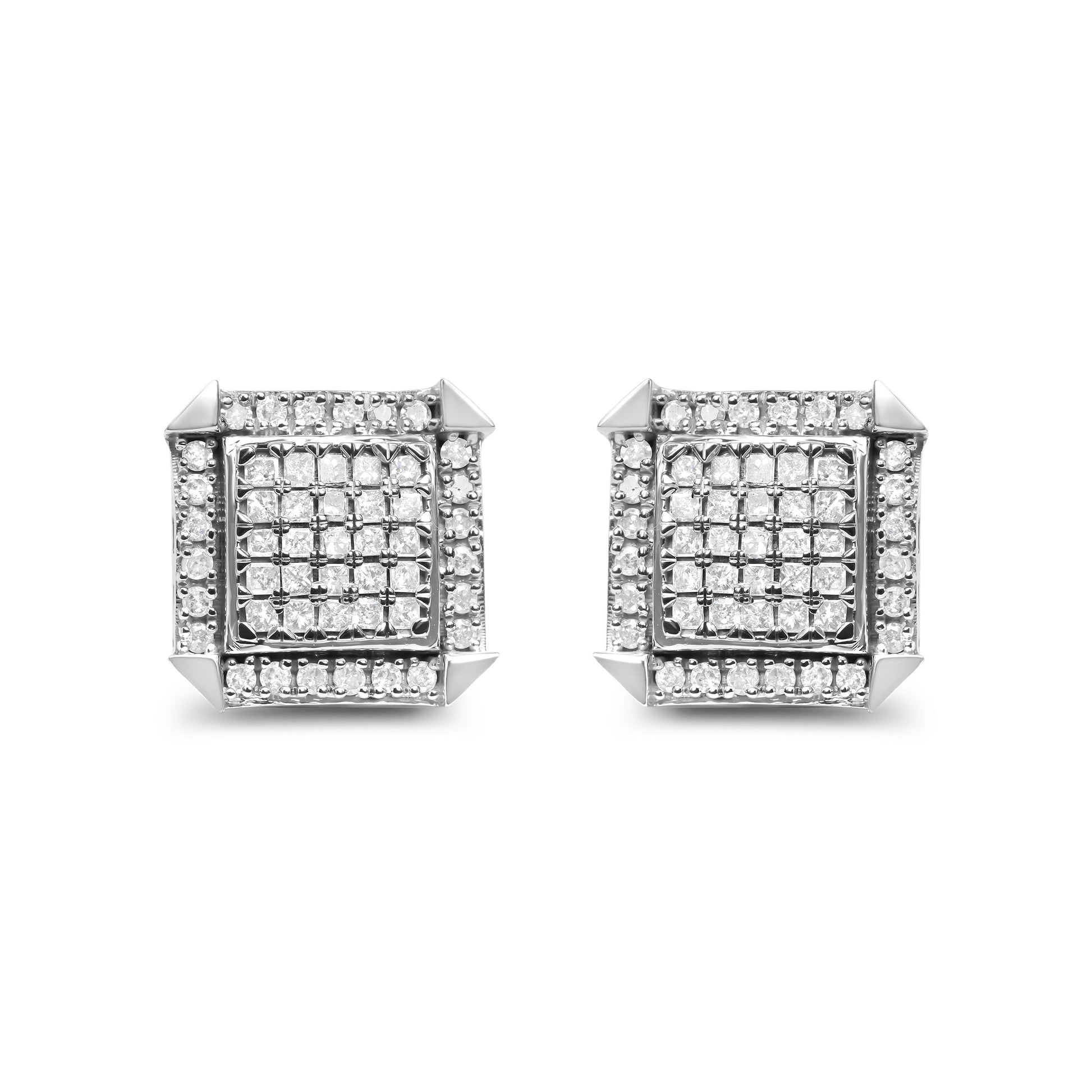 10K White Gold 1.0 Cttw Diamond  Composite with Halo Stud Earrings (H-I Color, I1-I2 Clarity) Bids.com