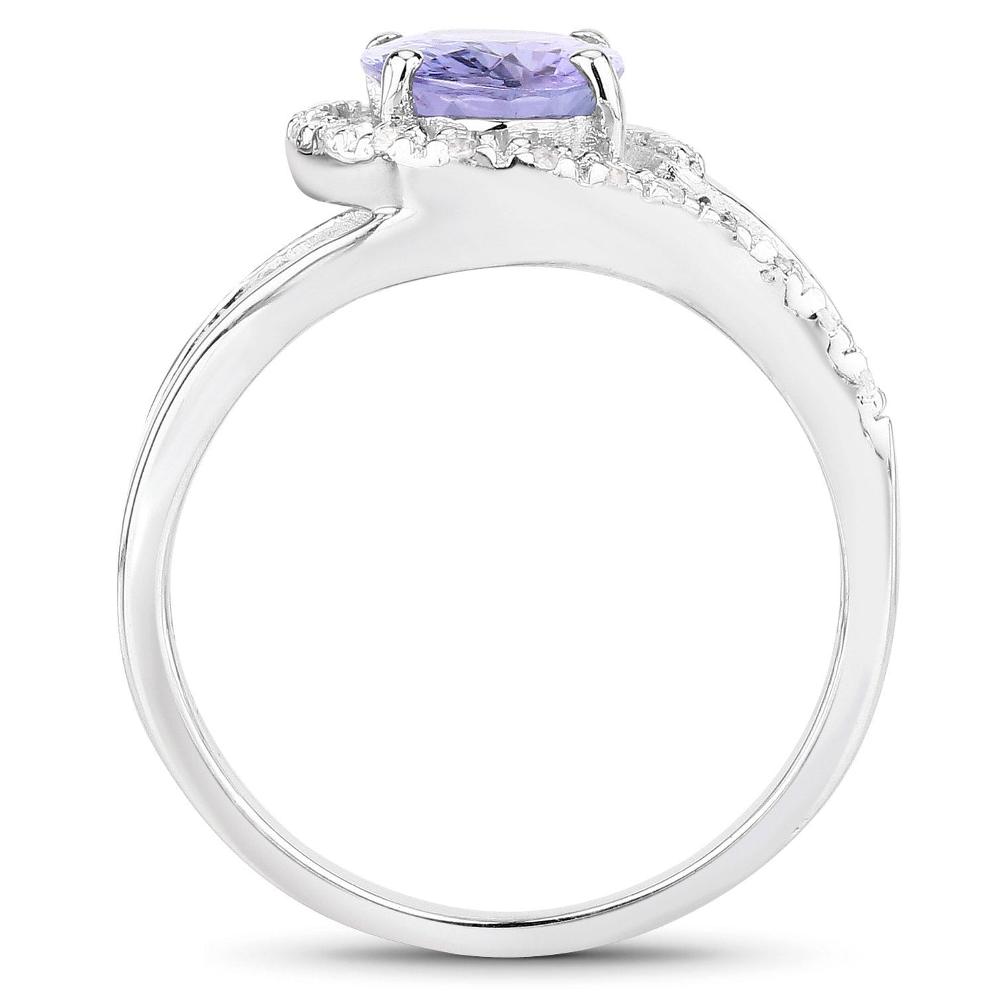 1.82 Carat Genuine Tanzanite and White Zircon .925 Sterling Silver Ring Bids.com