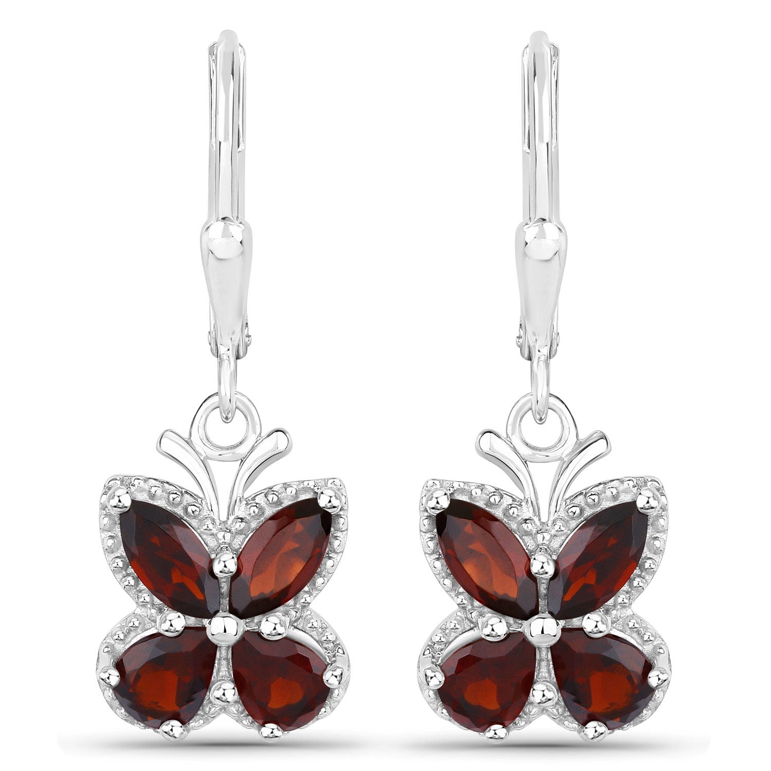 2.60 Carat Genuine Garnet .925 Sterling Silver Earrings Bids.com