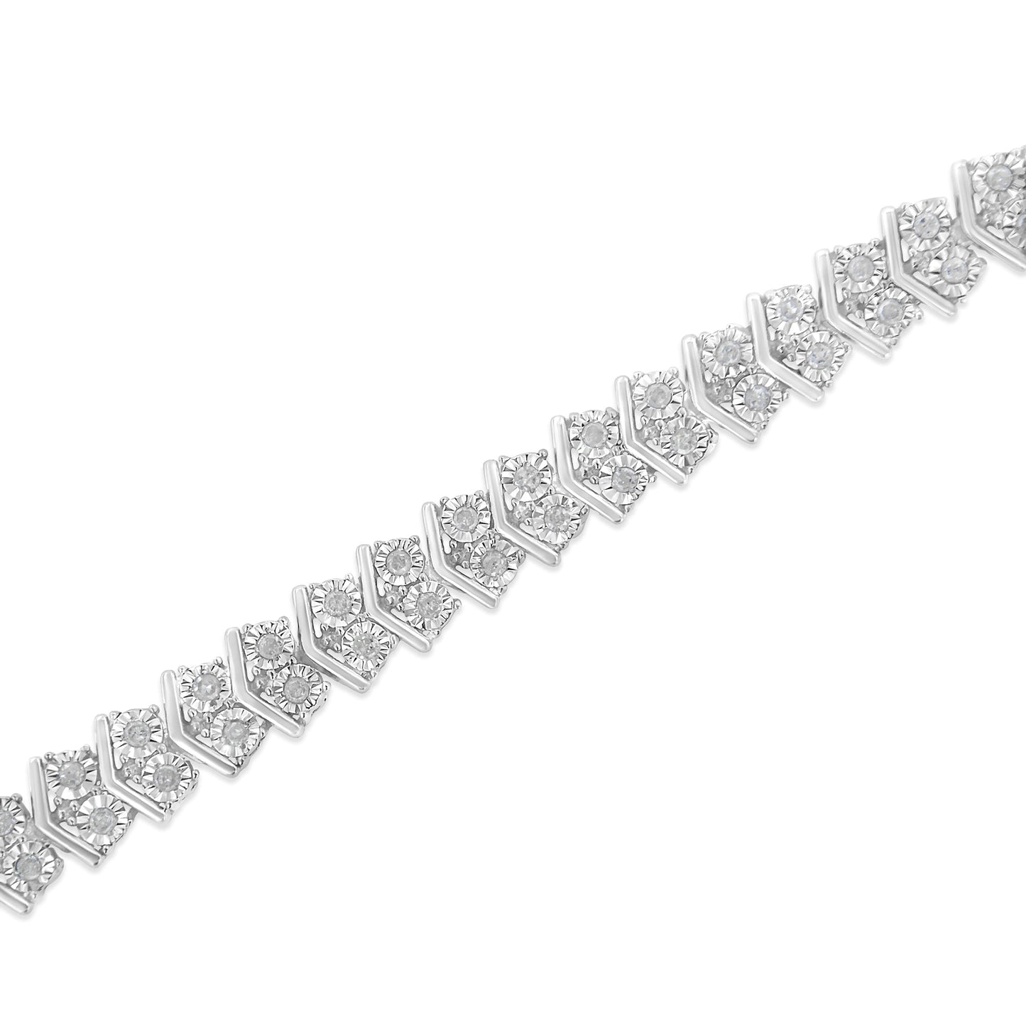 .925 Sterling Silver 1.0 Cttw Chevron 2 Stone Arrow Link Tennis Bracelet (I-J Color, I3 Clarity) - 7â€ Bids.com