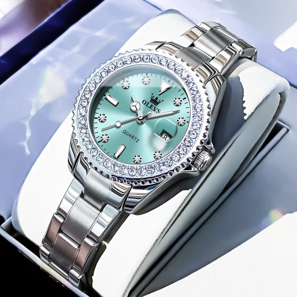Women's Crystal Bezel 34mm Stainless Watch BandsCo Straps