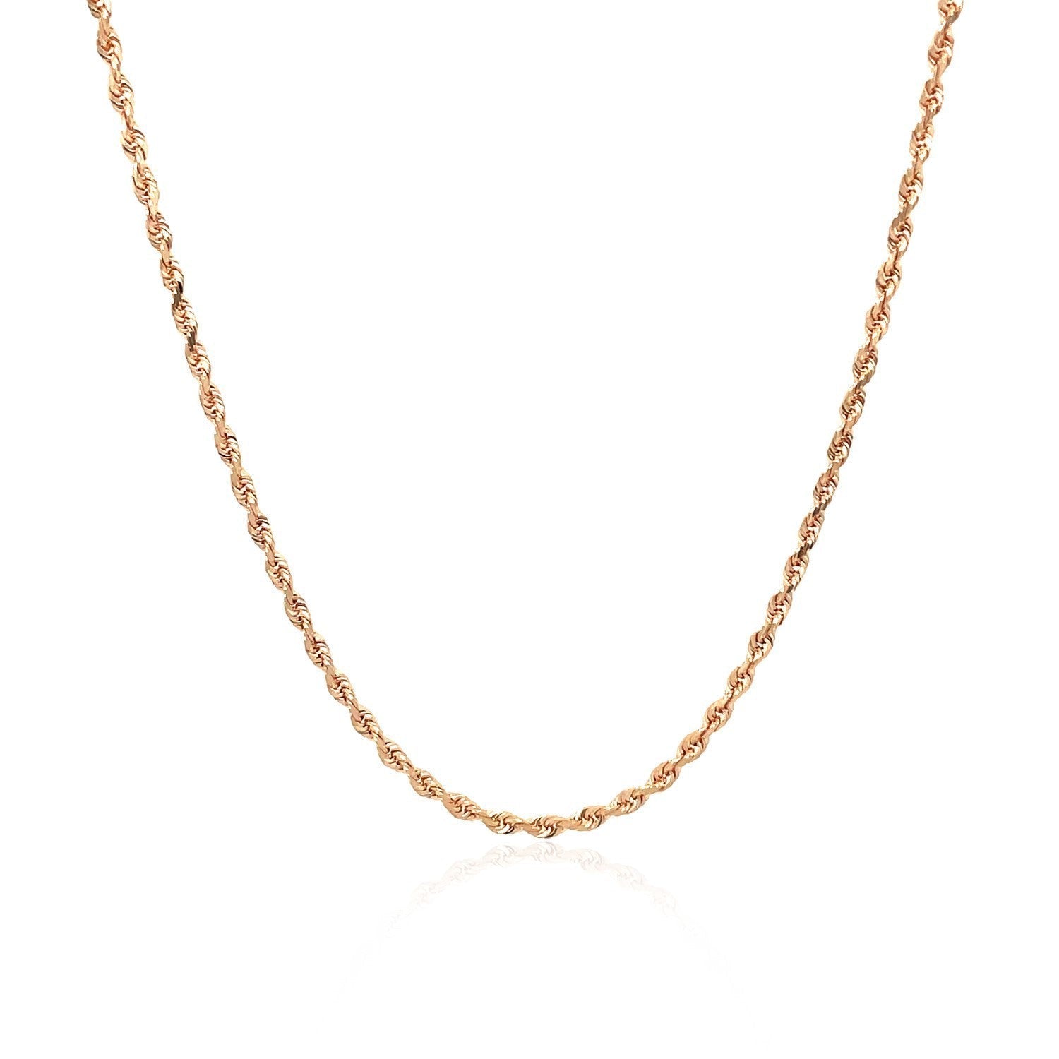 14k Rose Gold Solid Diamond Cut Rope Chain 1.5mm Bids.com